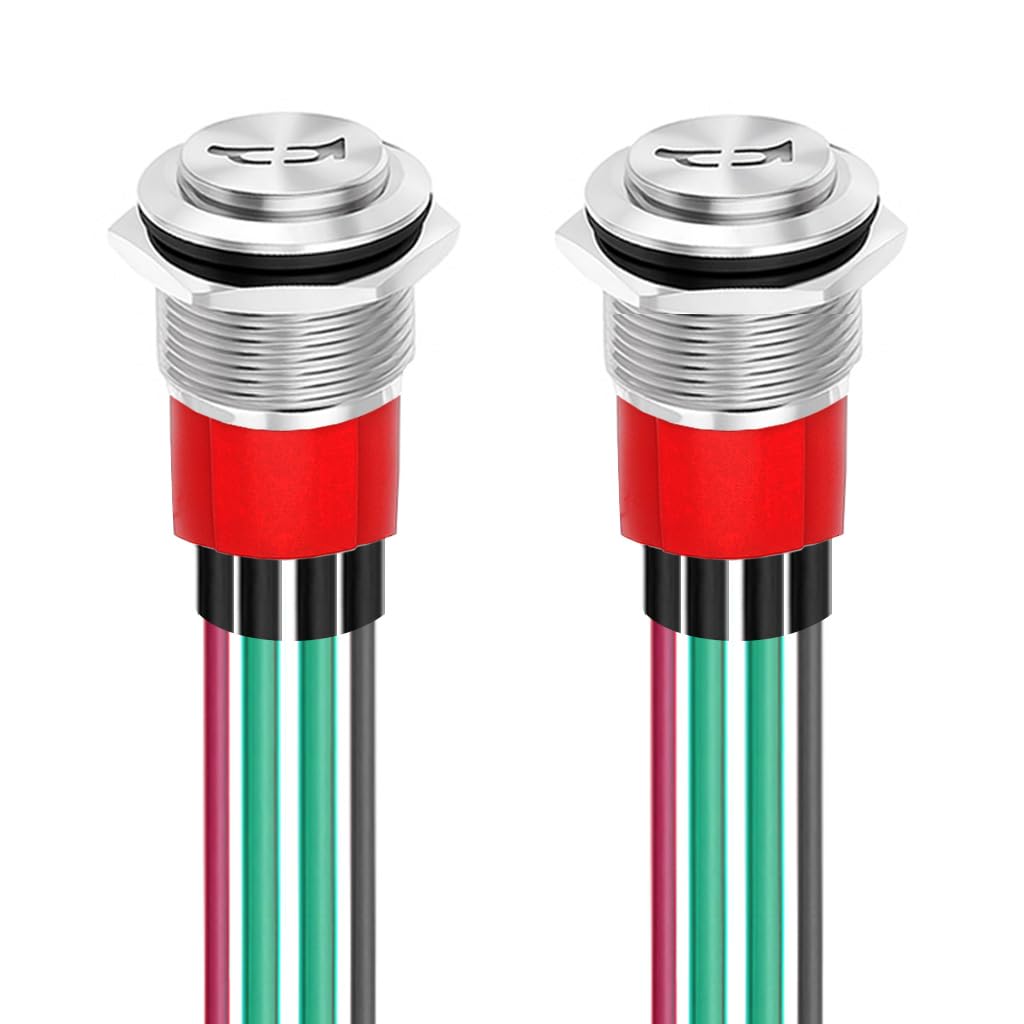 Gebildet 2PCS Horn Button 16MM 12-24V 15A Heavy Duty Metal Horn Switch Speaker, Blue LED Illuminated Momentary Push Button Switch for Marine Boat Auto Air Train โ image 1