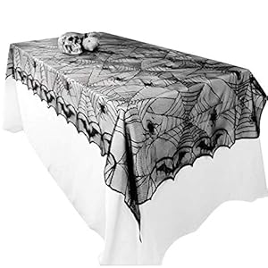Awtlife Halloween Spitze Tischdecke Fledermaus Spinnennetz 121,9x243,8cm