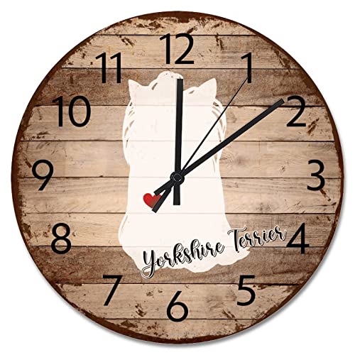 Horloge murale rustique Yorkshire Terrier idée cadeau pour salon - 2