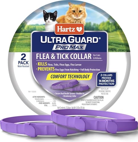 Hartz UltraGuard ProMax Flea & Tick Collar for Cats & Kittens I 14 Months Protection I Soft...