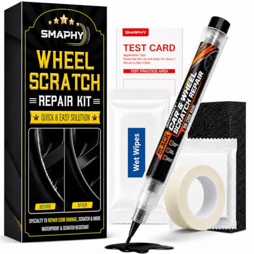 Image of Wheel Scratch Repair Kit, High Gloss Black Rim Paint Pen-Curb Rash