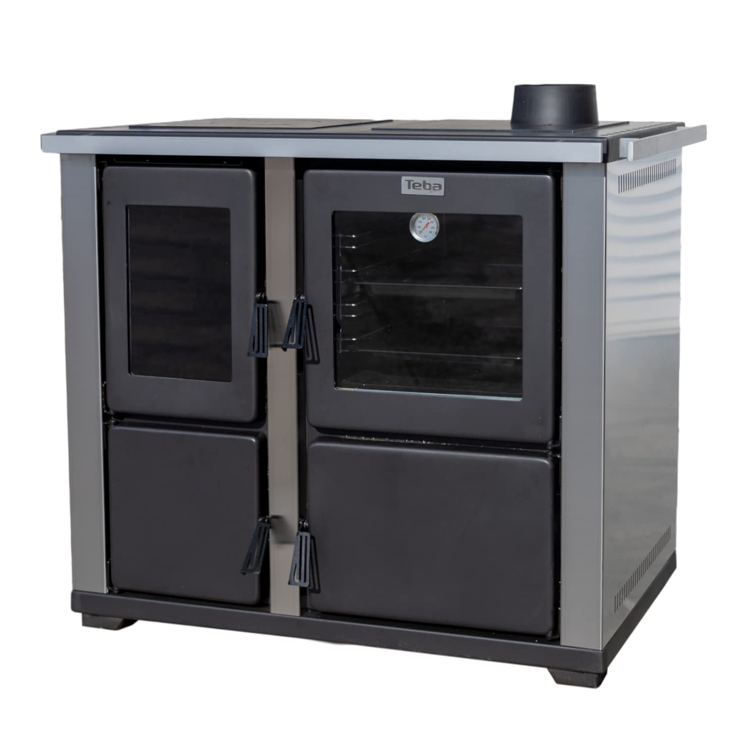 Kaminofen mit Backfach und Herdplatte Teba TKS 18 Rechts Mehrfachbelegung Holzofen 10 kW Kamin Ofen Holz Holzherd Küchenhexe Kochplatte Küchenofen