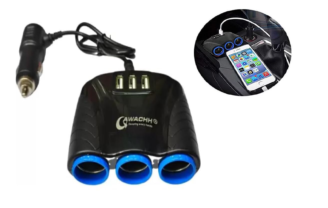 QAWACHH 3.1 Amp,3 Usb,3 Socket With 120 Watt Turbo Car Charger For Cameras,Black (B084C39FJ5) Amazon Price History, Amazon Price Tracker