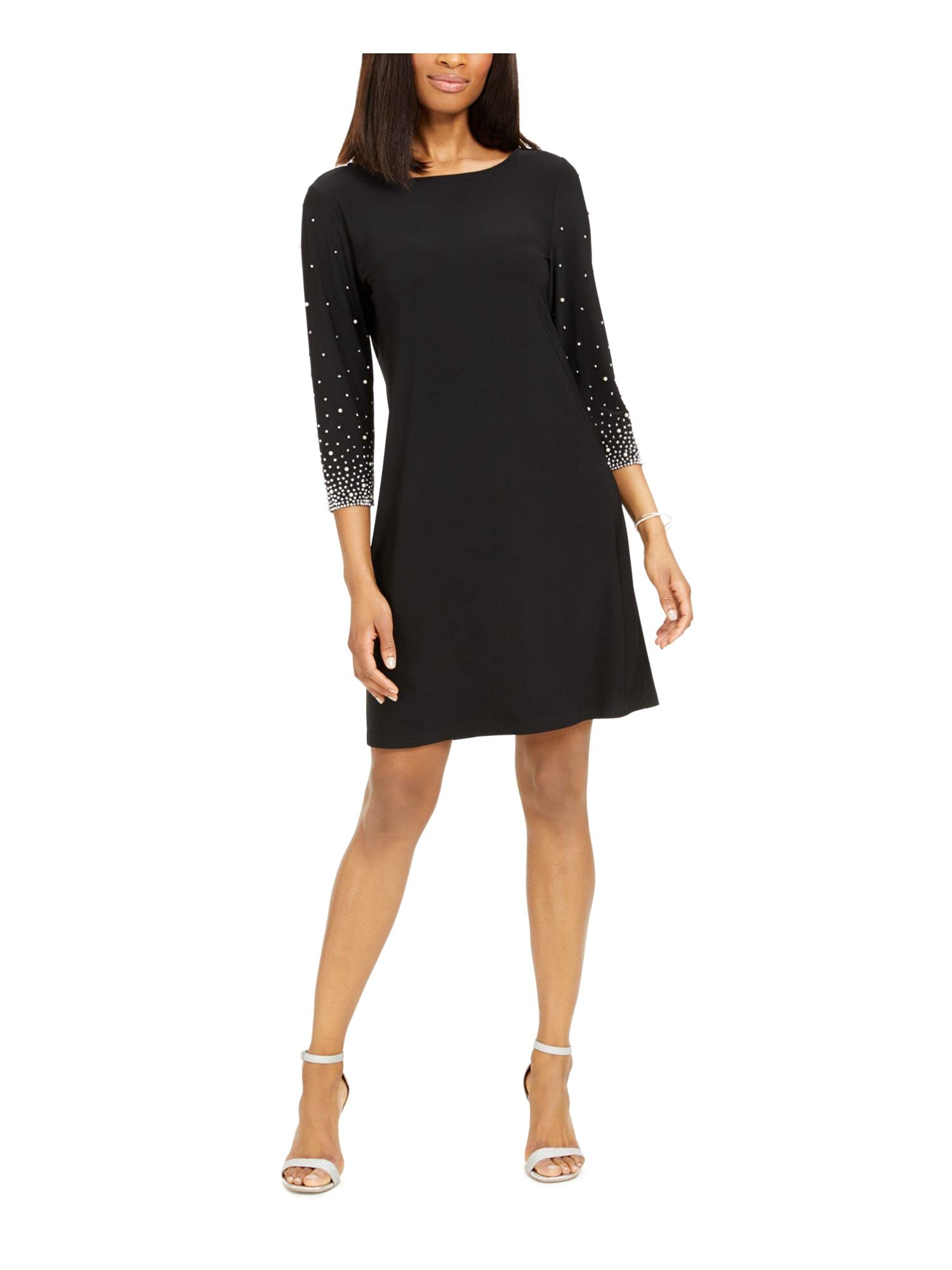 MSK Women's 3/4 Sleeve Square Neck Above The Knee Sheath Evening Dress Blue Size X-Large