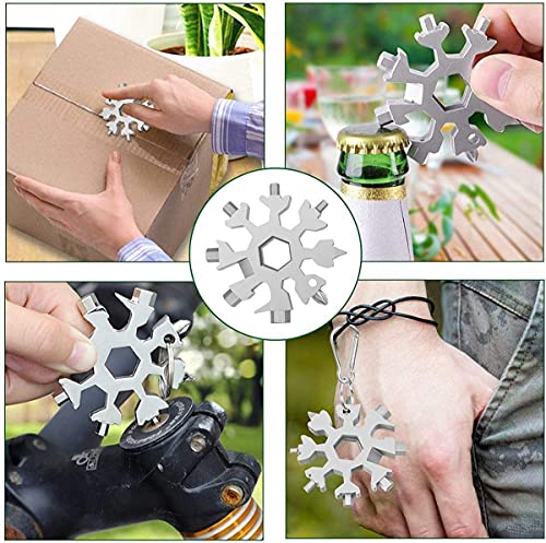 Image of GTC Steel Snowflake 18-in-1 Multi-Tool Keychain Screwdriver Bottle Opener Tool (CH-1801, Silver) (2)