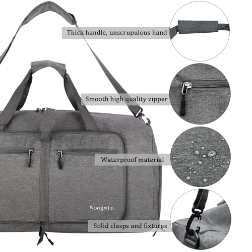 Image of Woogwin Travel Duffel Bag Large Foldable Waterproof Overnight Bag for Beach Swim Bags Pool Sports Gym
