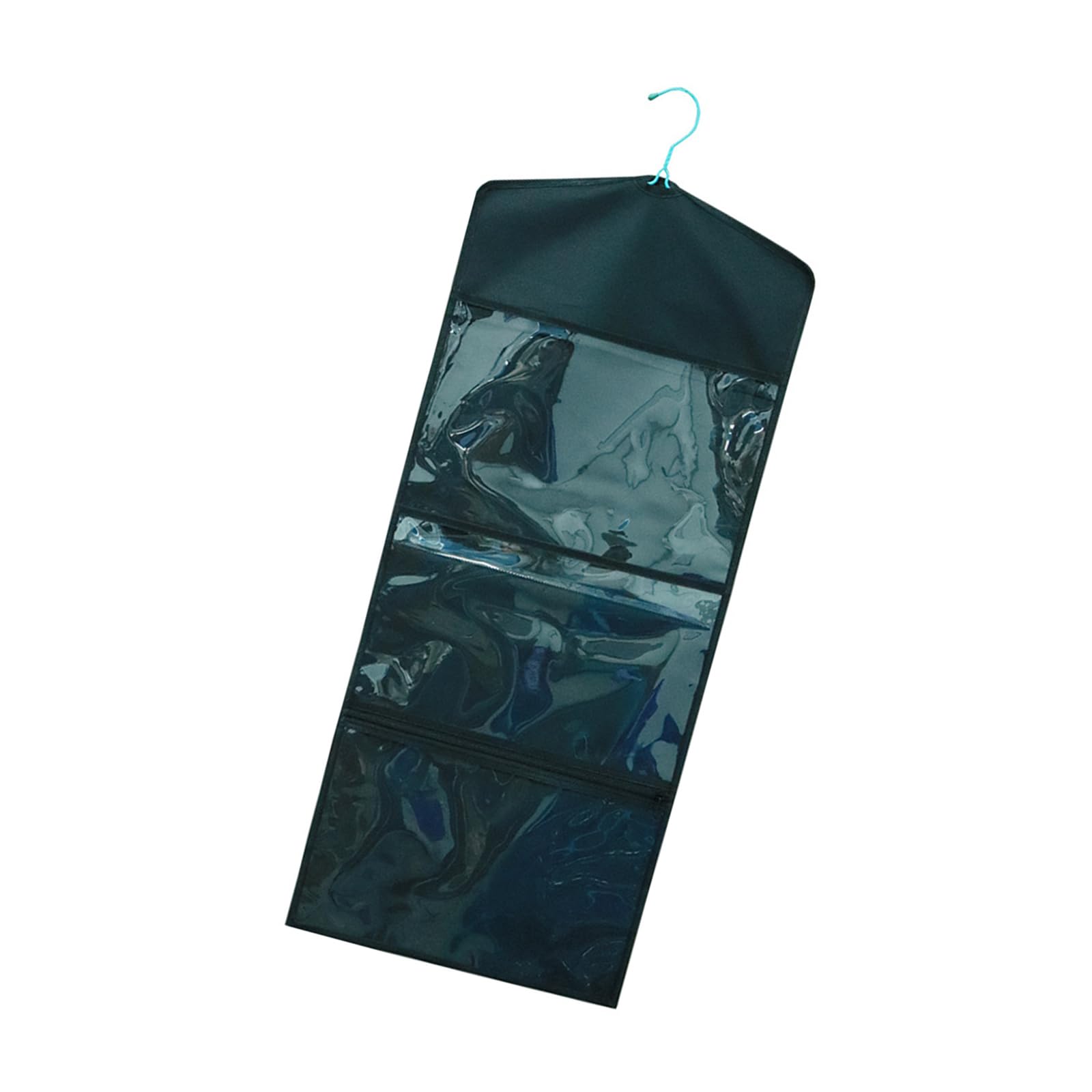 Jazuaiao Clear View Hanging Storage Systems Double Layer Compartments Waterproof Fabric for Toiletries Clothing Organization Clear Window Wall Mounted Storage Pockets