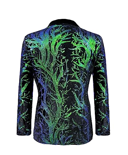 Men’s Sequins Blazer Floral Suit Jacket Lapel Tuxedo for Party Wedding Banquet Prom3