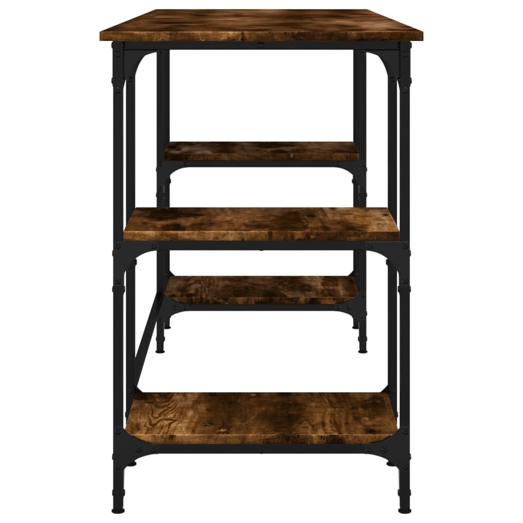 Tavolo Salvaspazio Scrivania Gaming Tavolo Consolle Scrivanie Gaming Scrivania Rovere Fumo 140x50x75 cm Metallo e Legno Multistrato per Studio Camera Da Letto Sala Studio Soggiorno