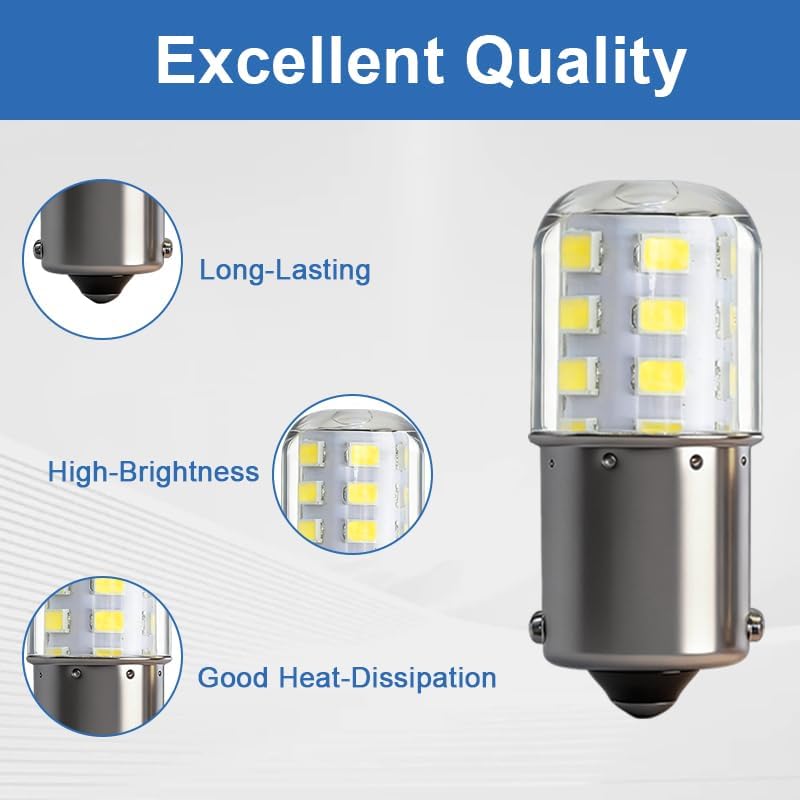 4PCS BA15S 3W LED Bulbs 12-24V AC/DC Wide Voltage Replacement for 1156 Bulb Replace#: 9421777 67 69 89 98 1247 5007 97 97NA 441067-1 1295NA