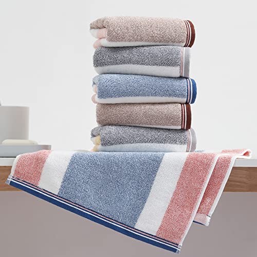 Sense Gnosis Yellow & Grey Striped Hand Towel Set Of 2 Ultra Soft 100% Cotton Absorbent Decorative Hand Towels For Bathroom 13" X 29" #TOP6