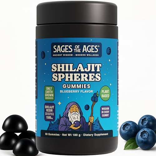 Himalayan Shilajit Gummies for Men & Women – 1500mg per Serving – Plant-Based, Sugar-Free, 60 Gummies – Standardized to 50% Fulvic Acid – Blueberry Flavor – Vegan, Non-GMO, Gluten-Free Supplement
