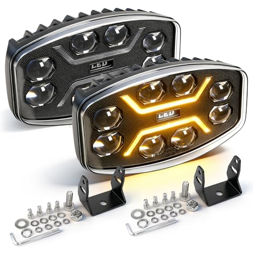 CO LIGHT Feux LED 10 Pouces 150W 35000LM Spot Flood Combo LED Camion Longue Portée avec Feux De Jour Ambre et Blanc Phare de Travail pour Camion 4x4 Tracteur BTP 12V...