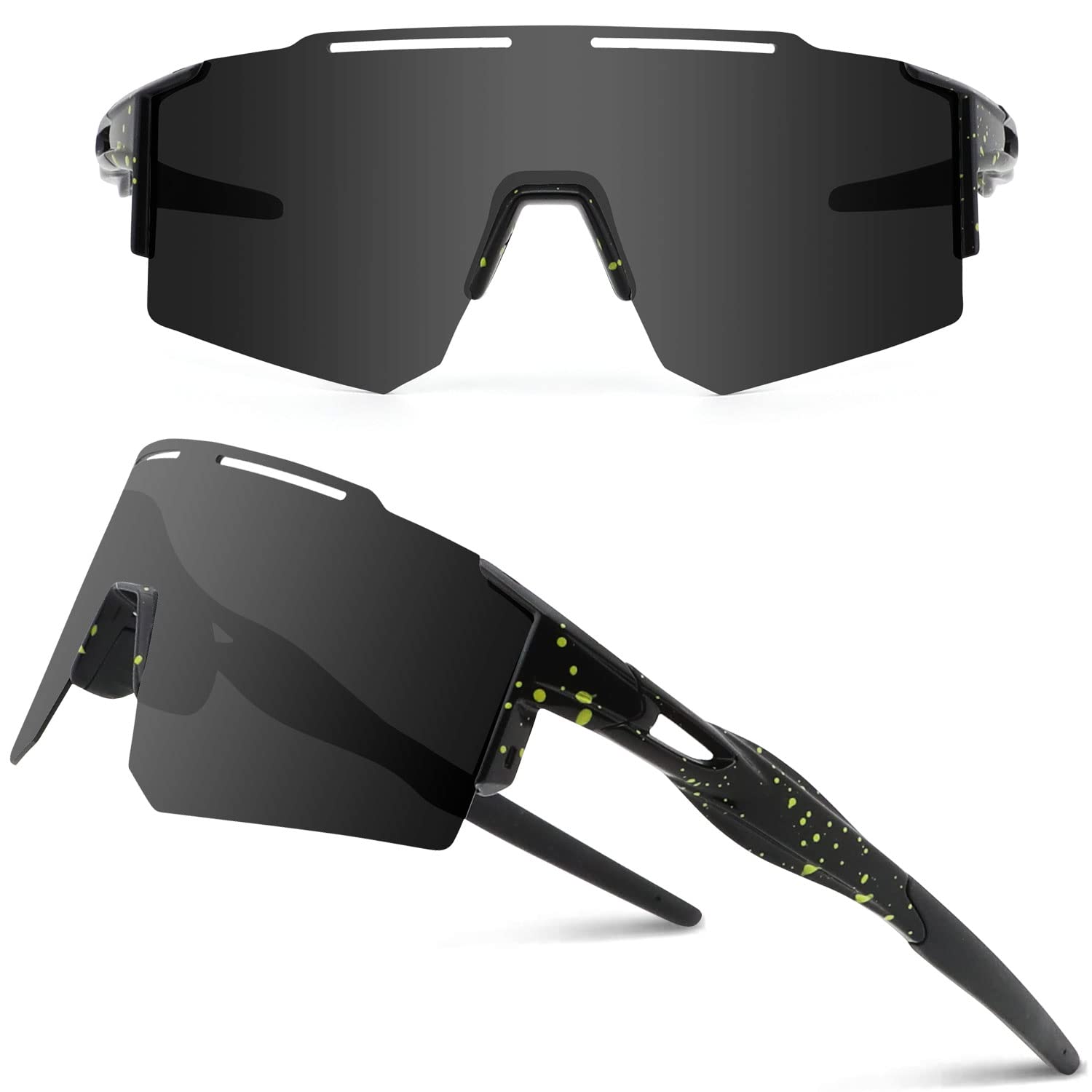 DUDUKING Sonnenbrille Fahrradbrille Herren Damen,Wassertransferdruck Sportbrillen Radsport Brillen für Outdoorsport Radfahren Laufen Golf UV 400 Schutz Baseball Brille (Grau)