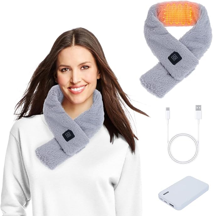 Sciarpa Riscaldata, Scalda Collo Cervicali,Scaldacollo Cervicale, Sciarpa Riscaldata Elettrica con 5000mAh Power Bank, USB Con 3 Livelli Di Riscaldamento, per ciclismo campeggio escursionismo caccia