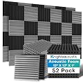 52 Pack Acoustic Foam Panels, 1 X 12 X 12 Inches Sound Proof Foam Panels for Walls, High Density Acoustic Panels Sound Absorbing, Grey Noise Cancelling Studio Wedges (NOT INCLUDE ADHESIVE)