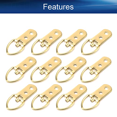 Image of D Ring Picture Hangers 54mm x 16mm Hardware Assortment Kit, for Home Decoration Hanging Clock Paintings Artwork Creative Picture Frame Photo Hanging Solutions Gold Tone 100pcs