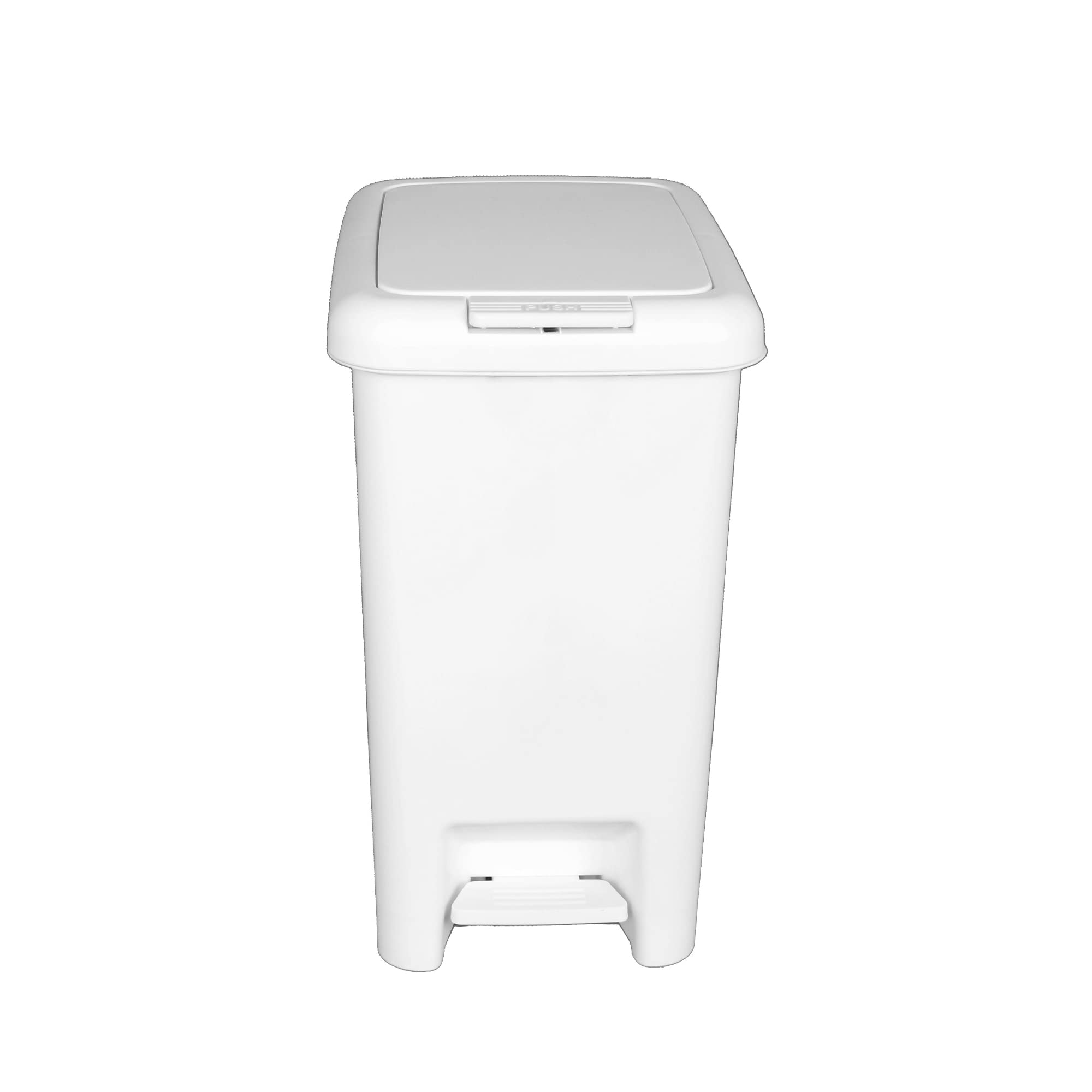Casa&Casa Fairmont Pedal Bin - Modern 15L Trash Can for Kitchen, Bathroom, Bedroom, Office - Anti-Fingerprint, Durable Plastic, Rectangular Waste Bin - White