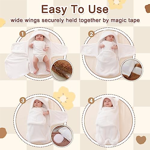 Image of AiWMGL Baby Winter Fleece Swaddle Blanket 0-3 Months Boys Girls Warm Adjustable Newborn Swaddling Wrap Soft Plush Sleeping Sacks