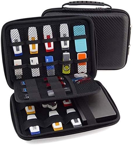 MEETOZ USB Flash Drive Case, Universial Portable Big Capacity Waterproof Shockproof Electronic Accessories Organizer Holder Hard Drive Case Bag - Big Black