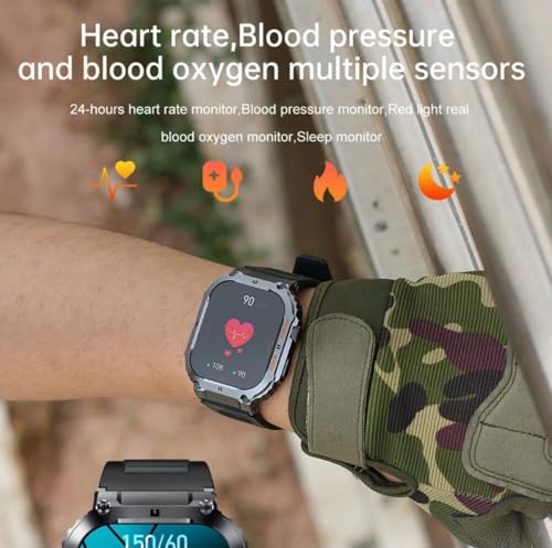 Image of Smart Watch for Samsung Galaxy A15 5G Military Smart Watch for Men (Answer /Make Call), 1.85in HD Tactical Sports Rugged Smartwatch, Fitness Tracker Watch for Android /iOS Phones - Black