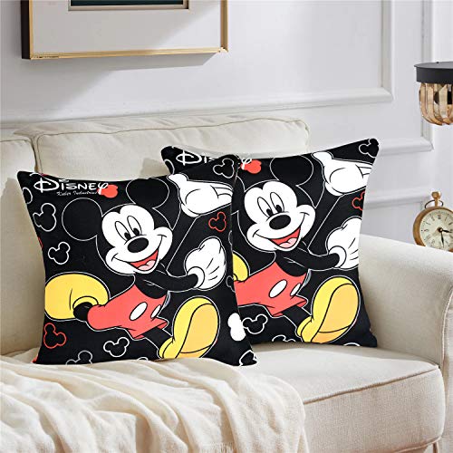 Image of Kuber Industries Disney Printed Microfibre Filled Cushion Filler 16 inchx16 inch (Black)-Pack of 3-KUBMART15857
