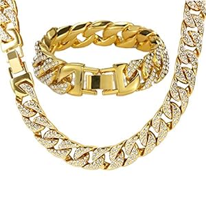 putouzip Miami Cuban Link Chains Set For Men 12/14/20mm 18K Gold Plated Diamond Fully Iced Out Chain Bracelet Necklace