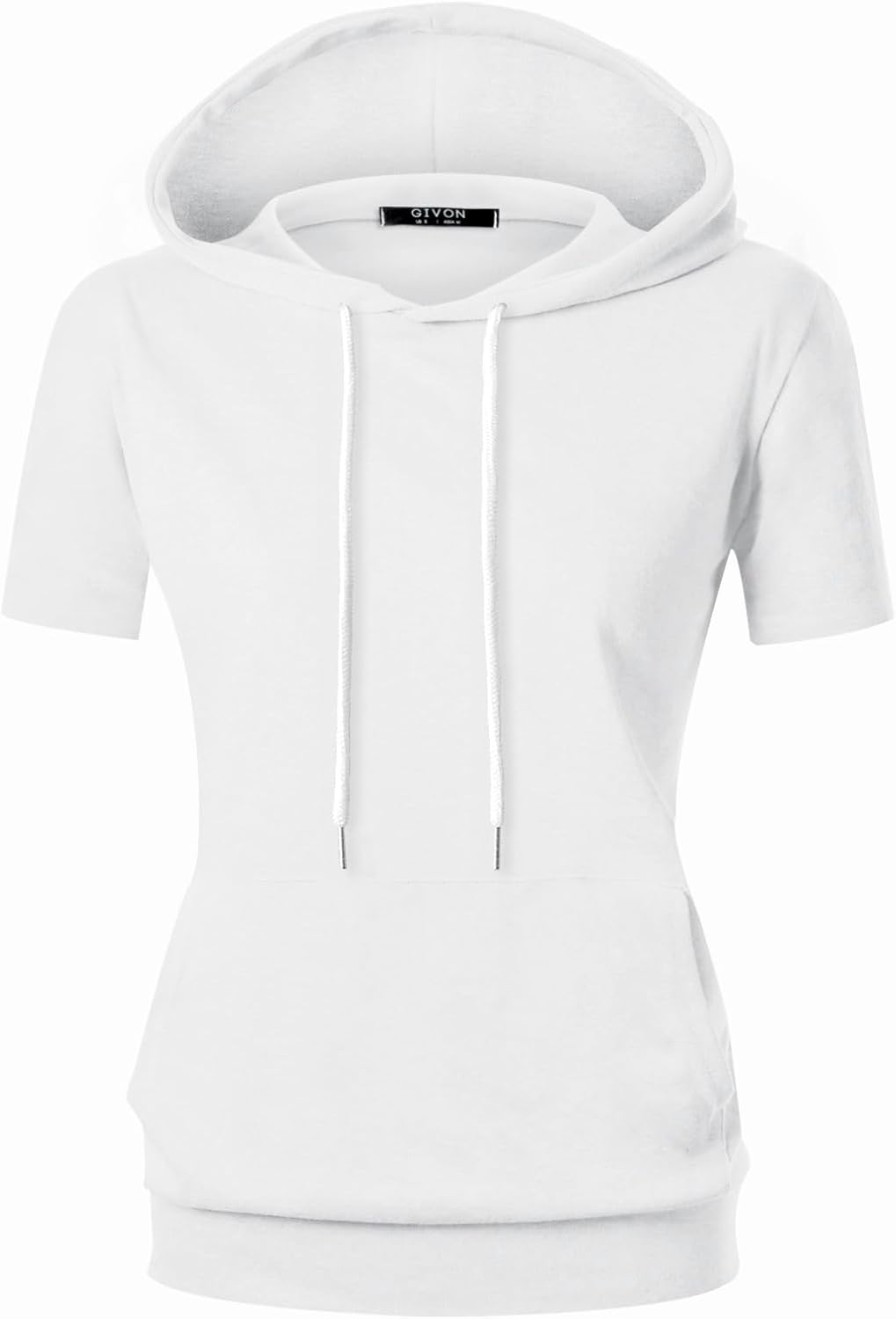 GIVON Women's Comfortable Short Sleeve Hoodie Pullover Hooded Sweatshirt with Kangaroo Pocket - Image 2