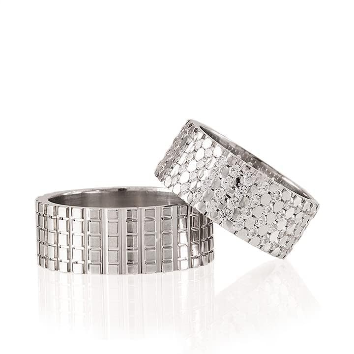 Breite Ehering-Sets Silber Paar passendes Ehering-Set Personalisierter Mann und Frau Ehering-Set aus 925er Sterlingsilber ​Ayrıntılara bakın