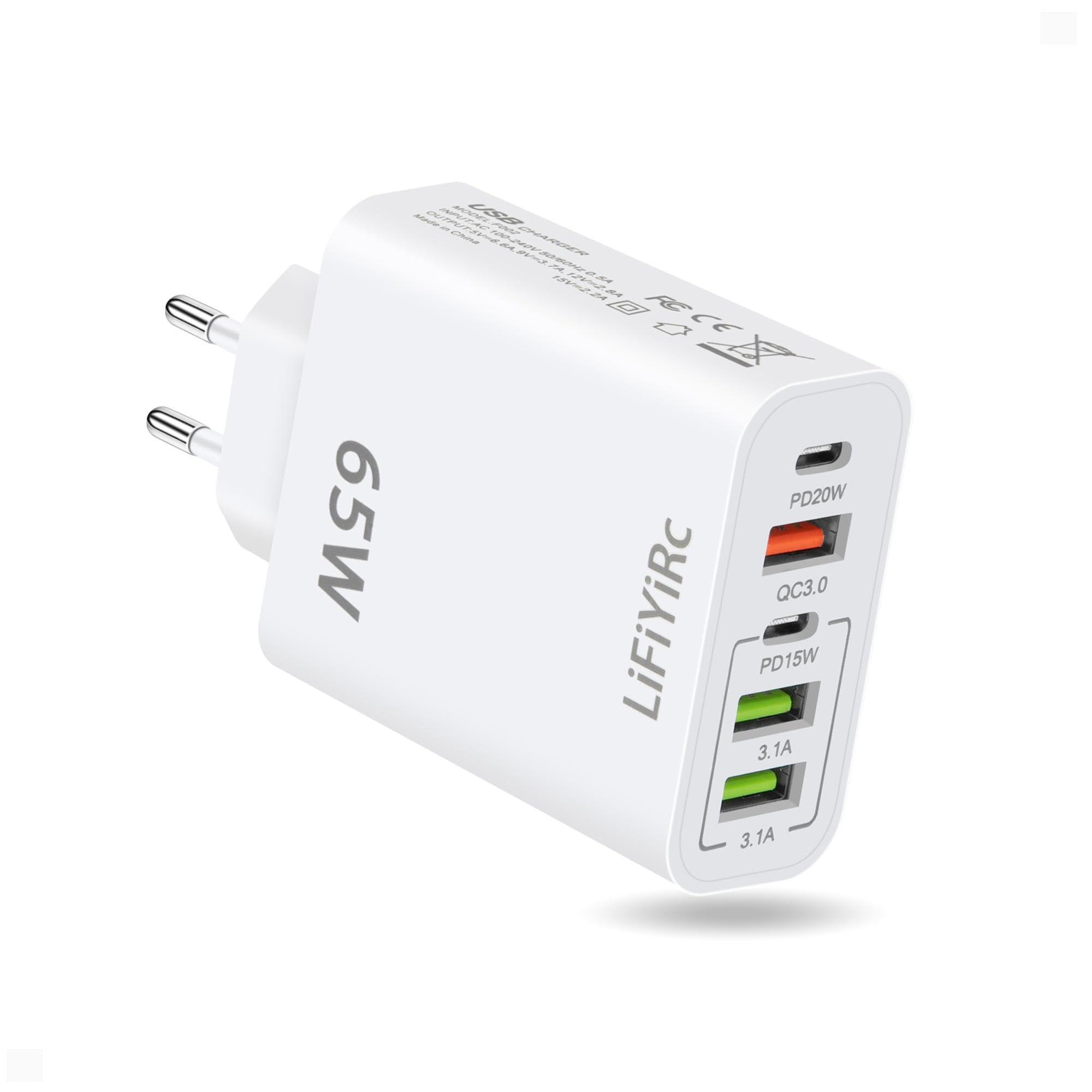 European Travel Plug Adapter, Type C Charger Block PD 20W QC3.0 Fast Charging, 2 USB C 3 USB A Power Adaptor to Europe Compatible with iPhone 17 16 15 14 13 12 Pro Max XS XR X Plus, Galaxy