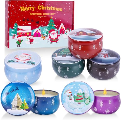 Christmas Scented Candles Gifts Set for Women, 6 Pack 2.5 Oz Candle Set, Natural Soy Wax...