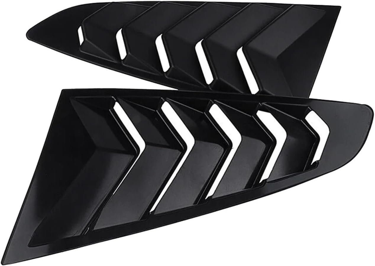 Matte Black Rear Side Vent Quarter Window Louver Shutter Cover Trim Compatible with Ford Mustang 2015-2022