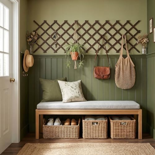 Image of Expandable Garden Trellis, 38 inch x 89 inch Trellis for Climbing Plants Outdoor, Wooden Lattice Fence Wall Panel Lattice Panels for Outside, for Climbing Plants Vine Ivy Rose Cucumbers Clematis（1PC）