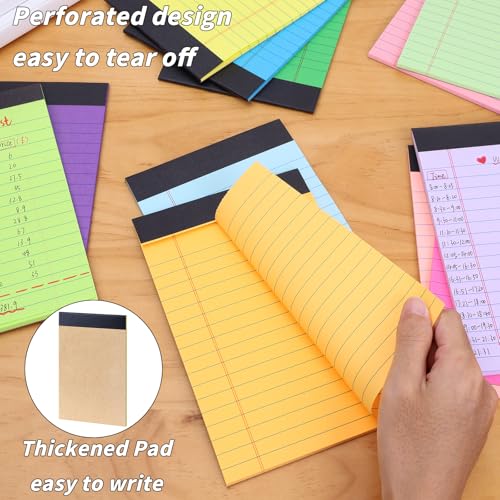 Image of Oleitodh 36 Pack Legal Pads 5 x 8 Inch Multicolor Wide Ruled Notepads | 12 Color Memo Pads with 30 Sheets Each, Perforated Lined Writing Paper with Sturdy Backboard for Office, School, Study