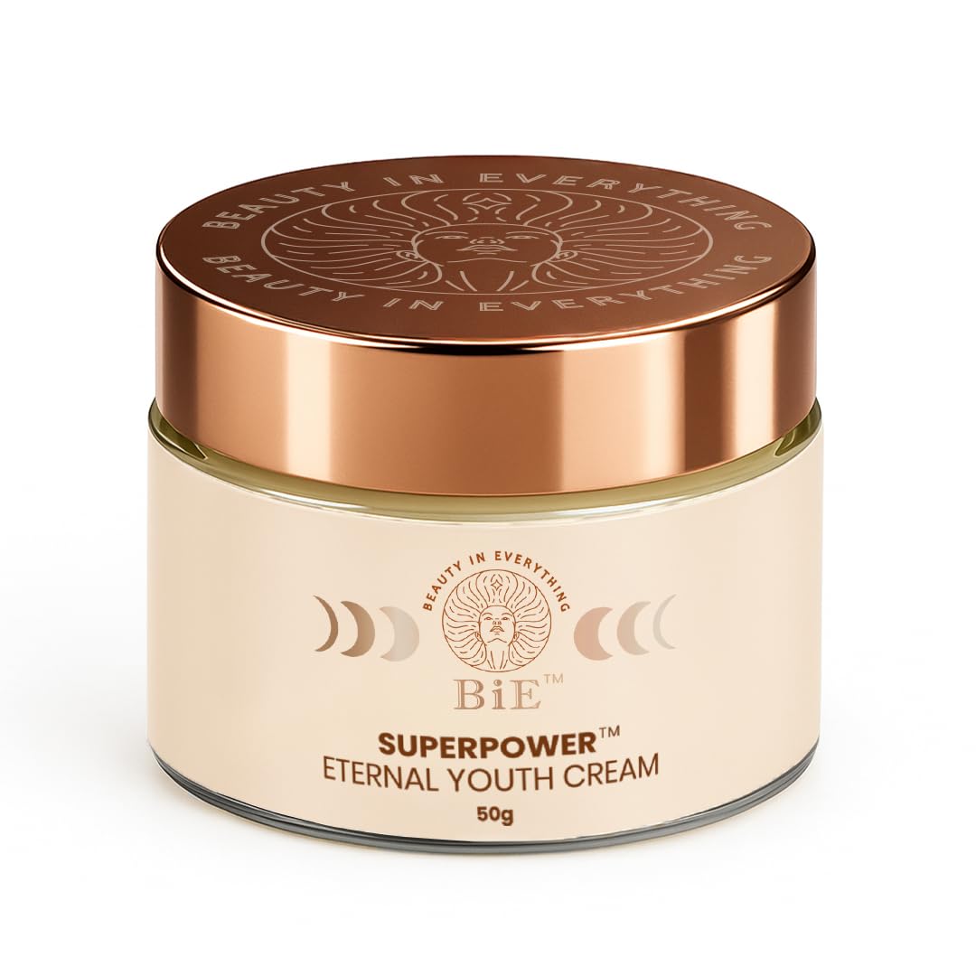 BiE Superpower - Eternal Youth Cream | Fights Signs of Aging & Strengthens Skin Barrier | Almond Oil, Stem Cells & Squalane | Unisex | 50gm