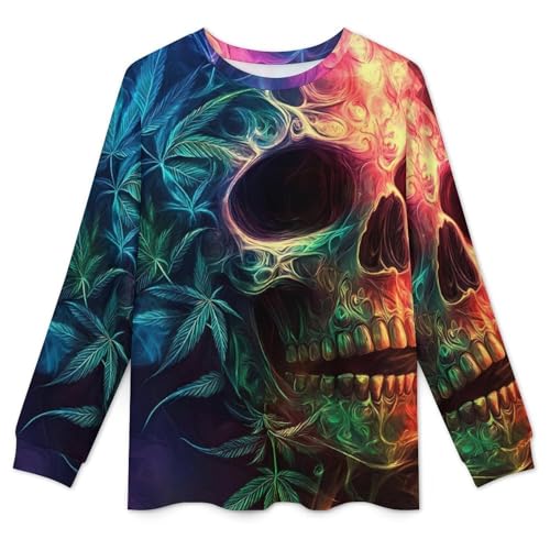 Skull Weed Leaf Smoke Pajama Set Long Sleeve Lounge Sets Sleepwear 2 Pjs Nightwear for Men Women4