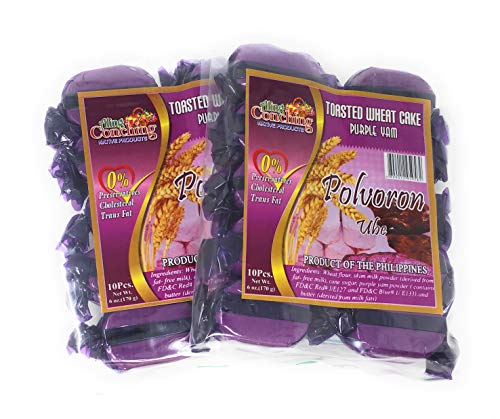 Aling Conching Native Products - Pastel de trigo tostado, flacor de ñame morado (Polvoron Ube), 10 unidades, 6 oz (170 g) (2)