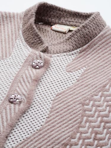 Image of Aarika Womens Winter Wear Green Colour Zig Zag Woolen Cardigan