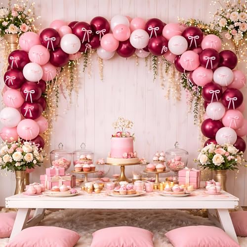 Image of Party Propz Pink & White and Maroon Balloons- 46pcs Balloons for Birthday, Birthday Balloon, Baby Shower, Bachelorette, Anniversary, Birthday Decoration Kit for Girls, Party Decorations Items(Latex)