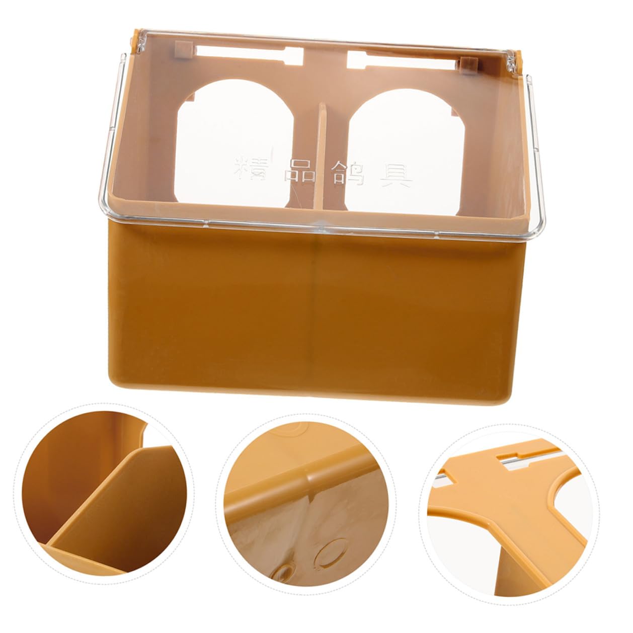 SHINEOFI 3 pièces Boîte Mangeoire à Suspendre pour Perroquets avec Couvercle Distributeur Alimentaire Double Compartiment Plastique pour Cage à Oiseaux Accessoire Pratique Antigaspillage