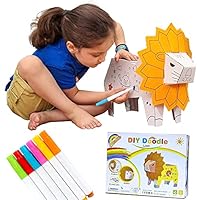 Shadzi Painting 3D Puzzle Lion, 3D Cardboard Animal Playhouse, Coloring DIY Paper, Drawing Paper House, Art & Craft Painting Canvas Doodle Cardboard for Kids Boys Girls 3 and up