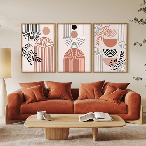 Image of BANGERZ Wall Art Painting Boho Artwork Living Room and Bedroom Frames Decor, Office and Framed Hotel Decoration Big Size Set of 3 (Artwork 4, 19x25 inch)