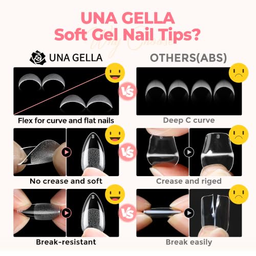 Image of UNA GELLA Short Almond Nail Tips 450PCS Fake Acrylic Nail Tips