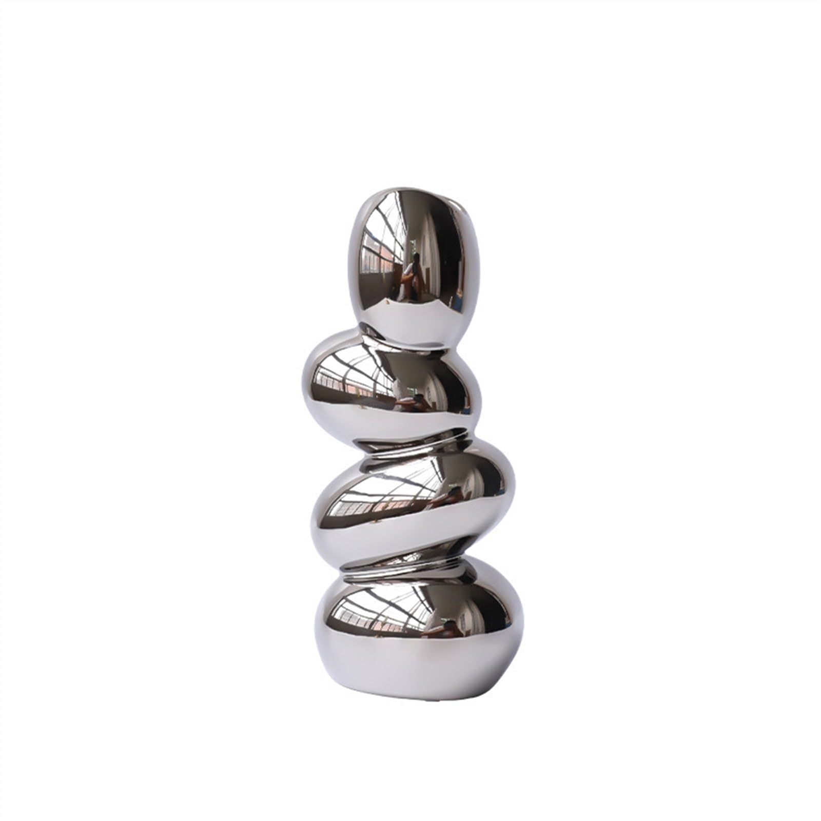 Bzgpmfud Grey Wolf Vase Desktop Flower Electroplated Silver Shaped Ceramic Decorations Living Room And Dining(Grey Wolf)