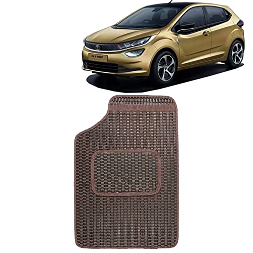 Image of Kingsway Dotted Design Car Floor Foot Mats Universal Fit for Tata Altroz, Model Year : 2020 Onwards, Water and Dustproof, Color Brown, Set of 5 Pieces