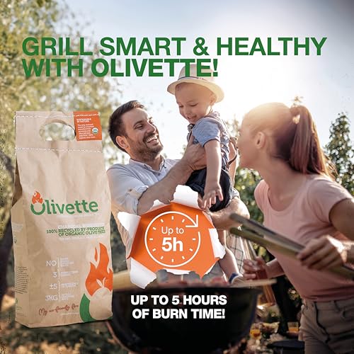 Image of OLIVETTE Organic BBQ Charcoal Briquettes, 2-Bag Pack, 6.6 lb Each