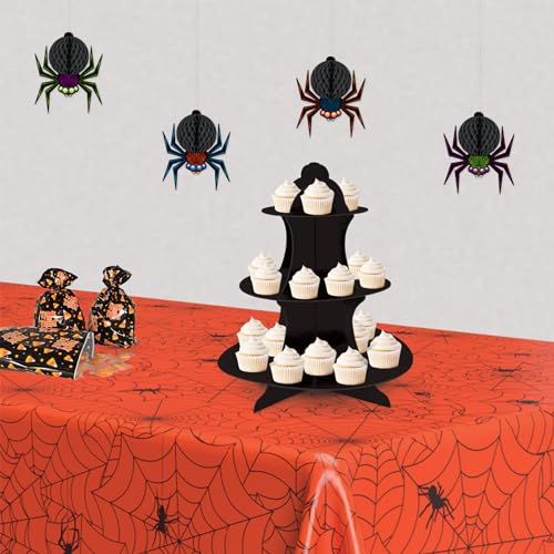 Image of Beistle Spider Web Tablecover, 54 inch x 108 inch- Creepy Cobweb Plastic Rectangular Halloween Tablecloth Decoration for Spooky Party, Haunted House, Or Costume Bash