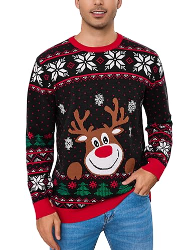 Bresdk Weihnachtspullover Herren Christmas Sweater Weihnachtspulli mit...