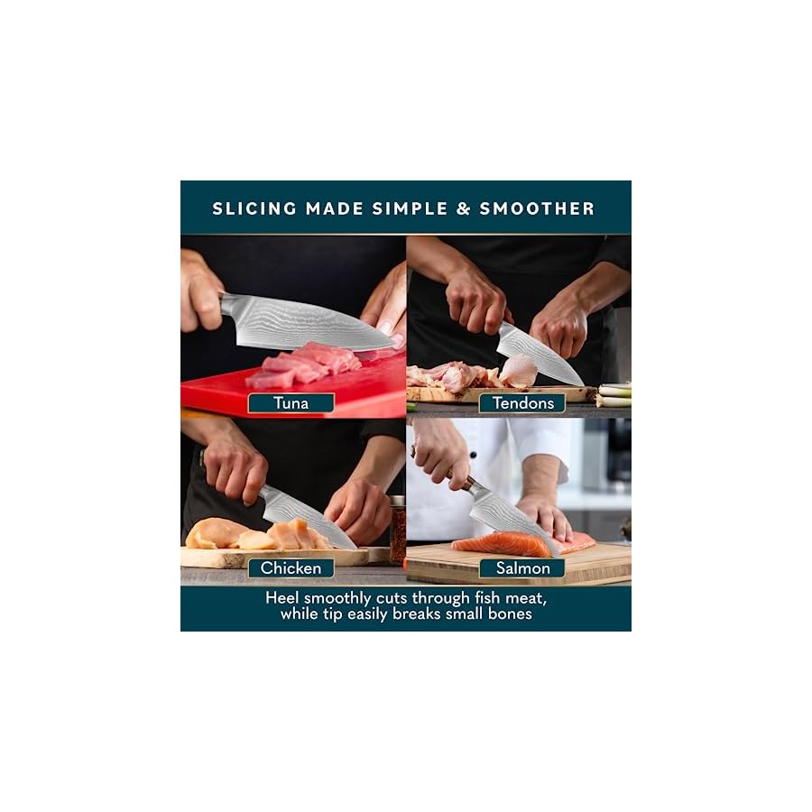 Home-Hero-Japanese-Deba-Knife-Collection-VG10-Damascus-Steel-Triple-Rivet-Ultra-Sharp-67-Layers-Kitchen-Knife-with-Ergonomic-Rosewood-Handle-Unique-Gift-for-Men-Women-6-Inch-Deba-Knife Home Hero Japanese Deba Knife Collection - VG10 Damascus Steel Triple Rivet Ultra Sharp 67 Layers Kitchen Knife with Ergonomic Rosewood Handle - Unique Gift for Men & Women (6 Inch Deba Knife)