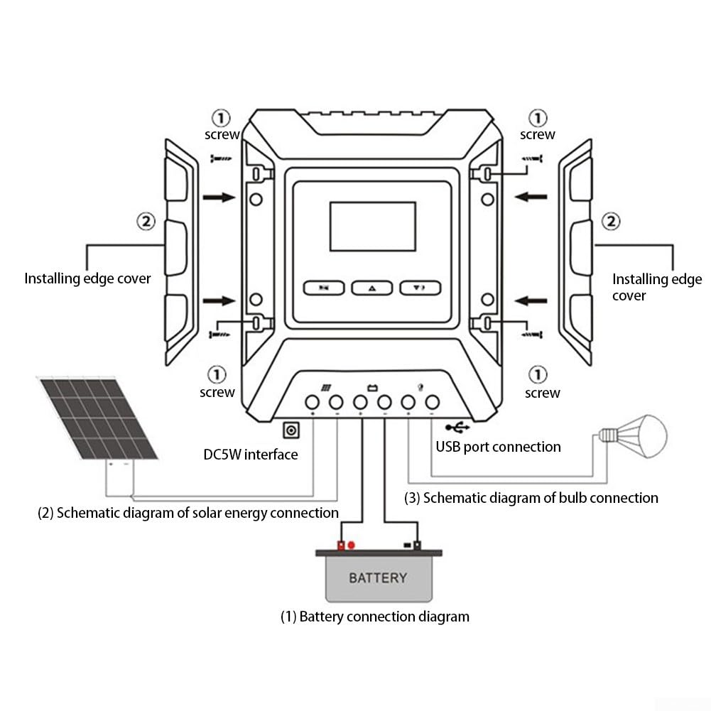 Controlador para solar MPPT de 80 A, control LED de 12 V/24 V/48 V, controlador solar de identificación automática, cargador regulador de panel fotovoltaico